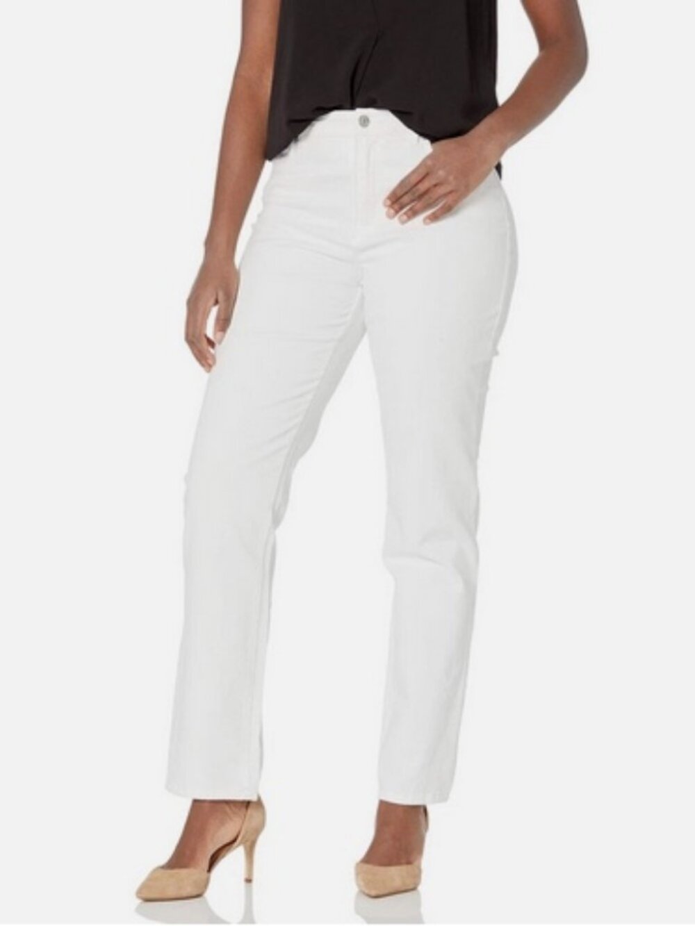 Gloria Vanderbilt Amanda High Rise Jeans Pant Bling Pocket White Size 8